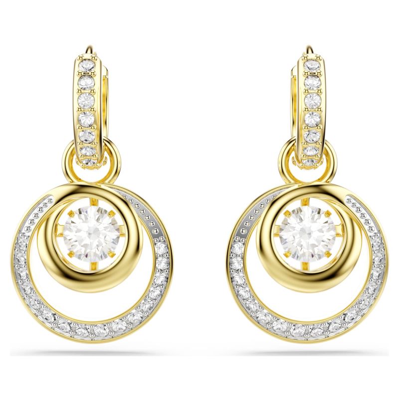 Swarovski Hyperbola Drop Earrings, Round Cut, White, Gold Alloy Layer