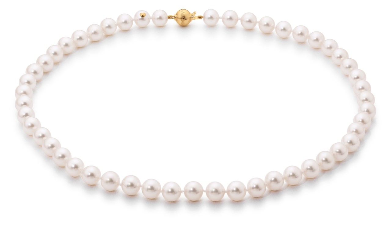 Adriana Akoya pearl necklace 8-8.5 mm with yellow gold ball clasp N7-8