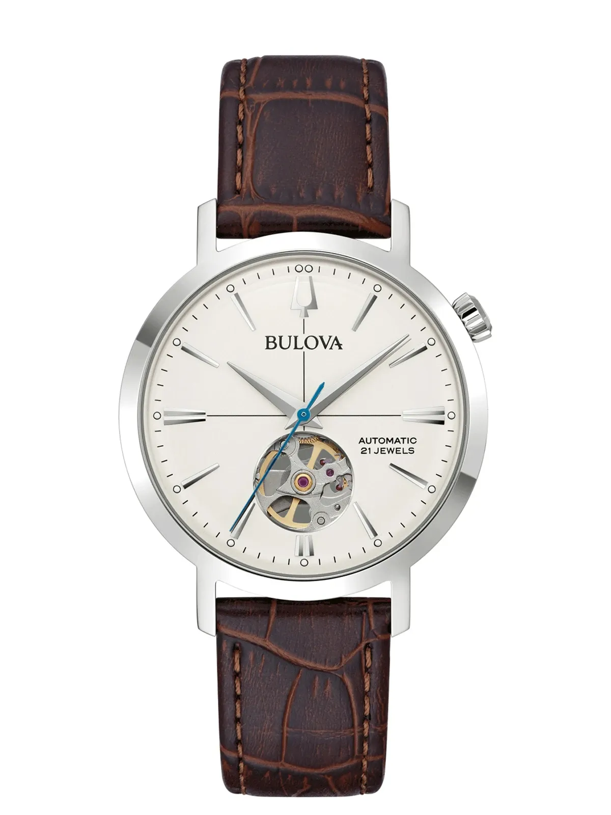 Bulova Aerojet Automatic 42-hour power reserve, leather strap men's watch 96A318