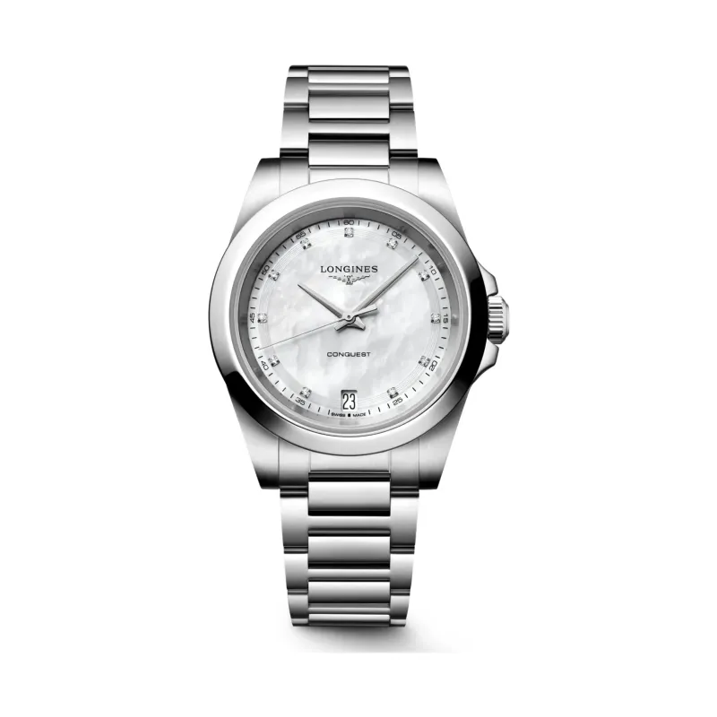Longines Conquest Perlmutt Diamanten steel bracelet 34 mm Women’s Watch L3.460.4.87.6