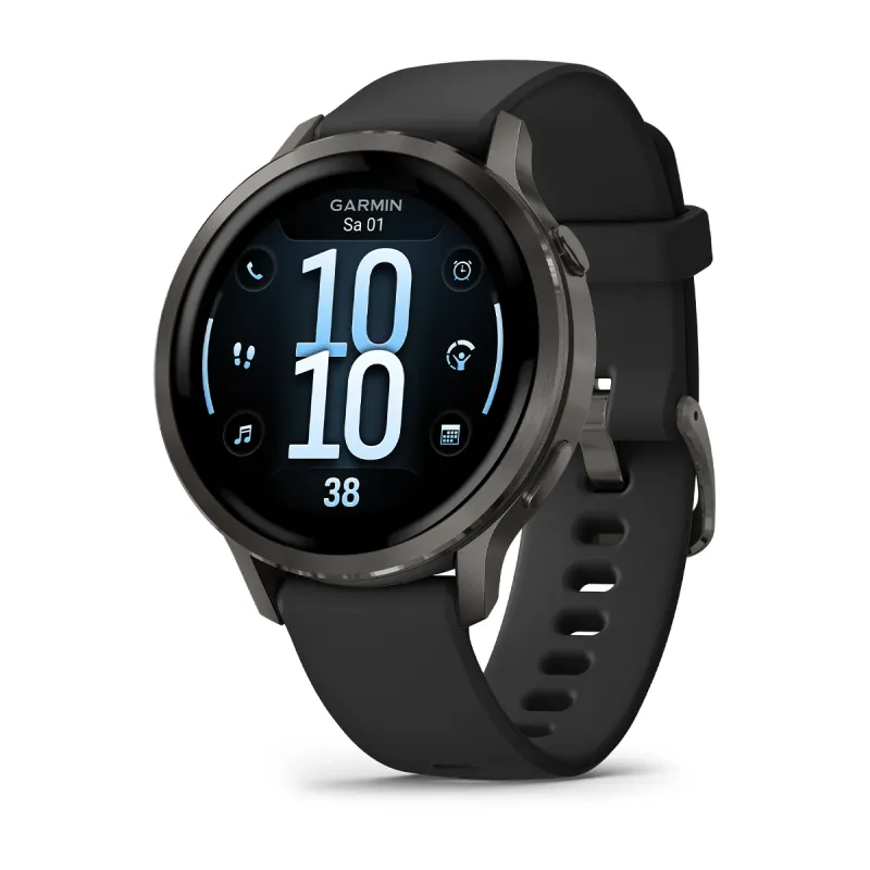 Garmin Venu® 4 - 41 mm Black/Slate Gray with 18 mm quick-release silicone strap Unisex Watch 010-03013-02