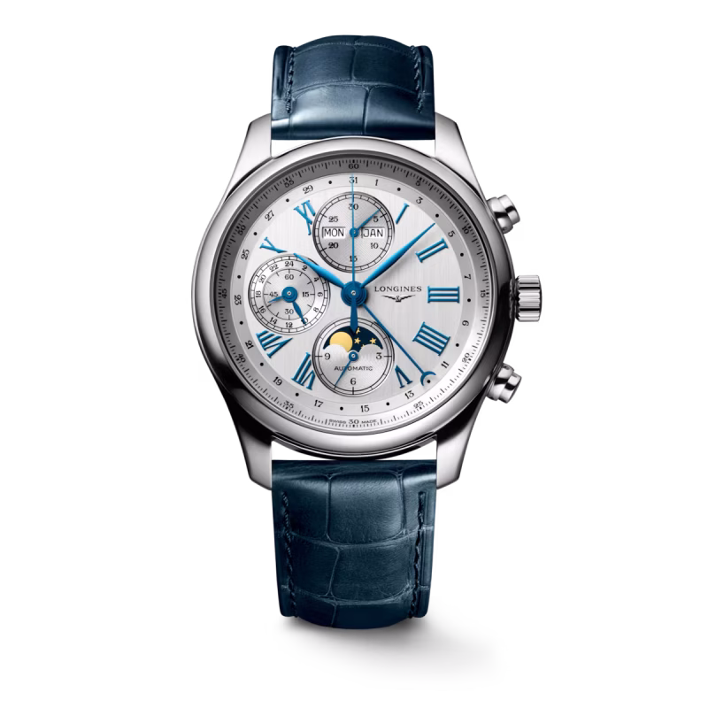 Longines Master Collection Chronograph Moon Phase Silver Leather Strap Men's Watch L2.773.4.71.2