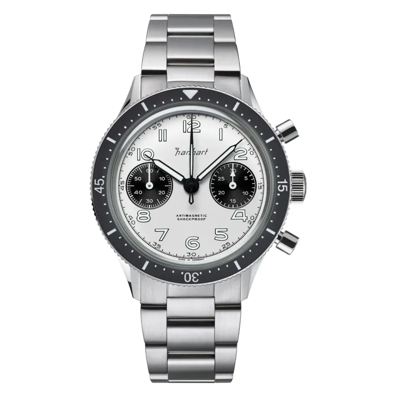 Hanhart 415 ES Panda 39 mm Steel Bracelet Silver Men's Watch H703.201-6428