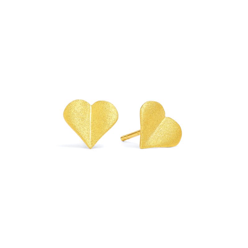Bernd Wolf Corasino stud earrings design line Love, heart, 9mm, gold 1910017506