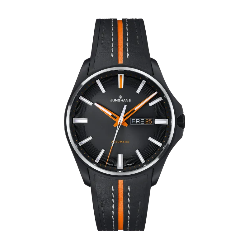 Junghans Meister S Automatic, rubber strap with leather inlay, power reserve up to 38 hours, men's watch 27/4612.00