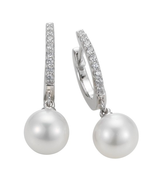 Adriana hoop earrings rhodium-plated silver with freshwater pearls and zirconia G9-94