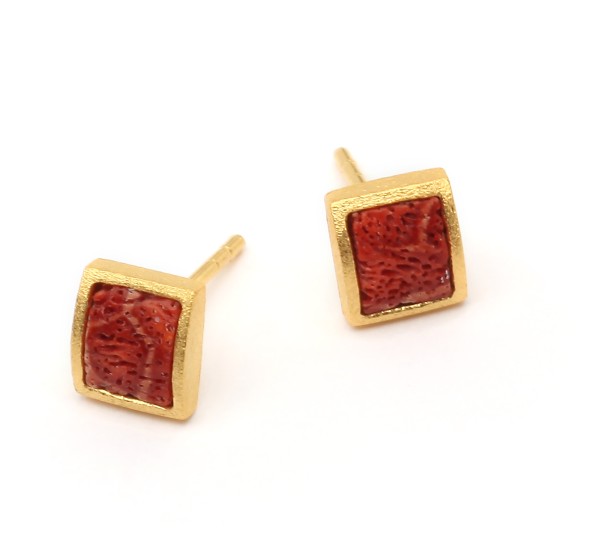 Bernd Wolf Colini ear studs root coral 925 sterling silver