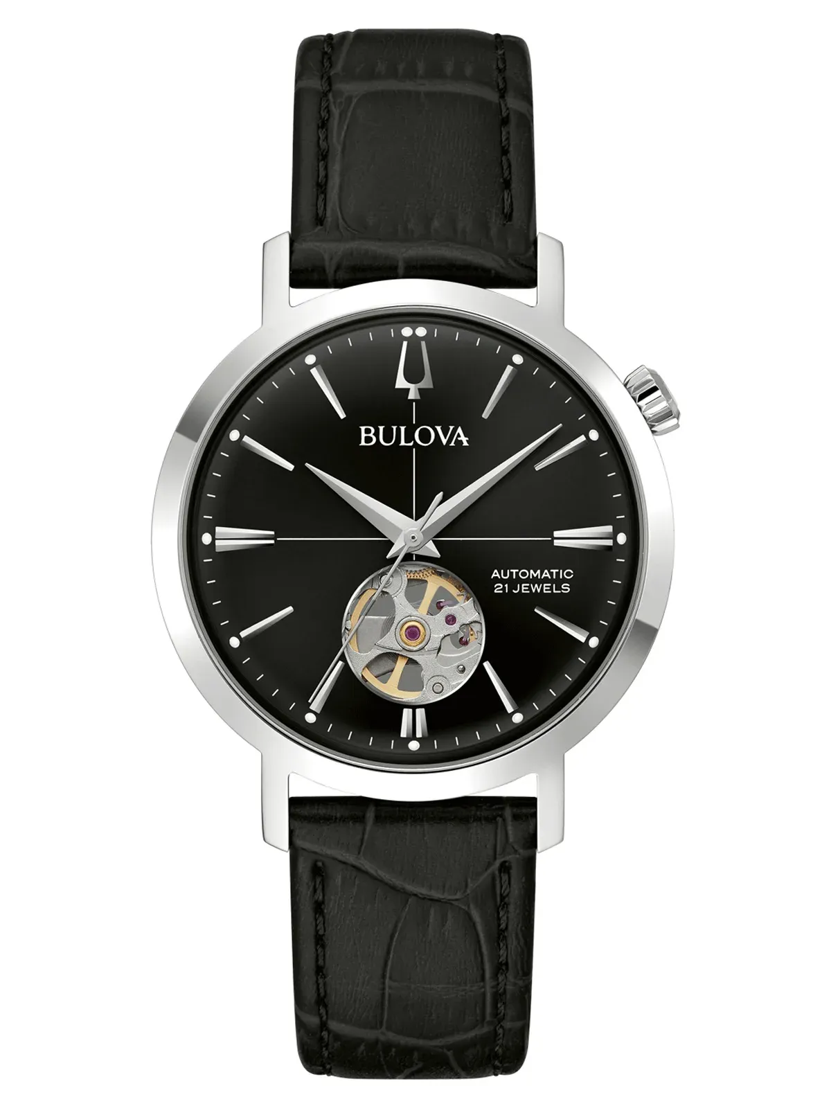 Bulova Aerojet Automatic 42-hour power reserve, leather strap men's watch 96A317