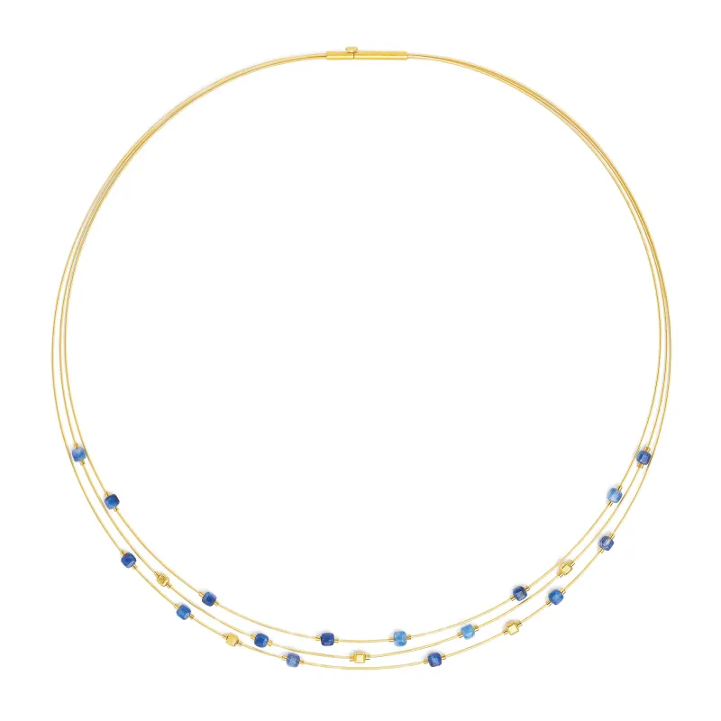 Bernd Wolf Cusceno Cubes design line necklace, kyanite, 24-karat gold plated