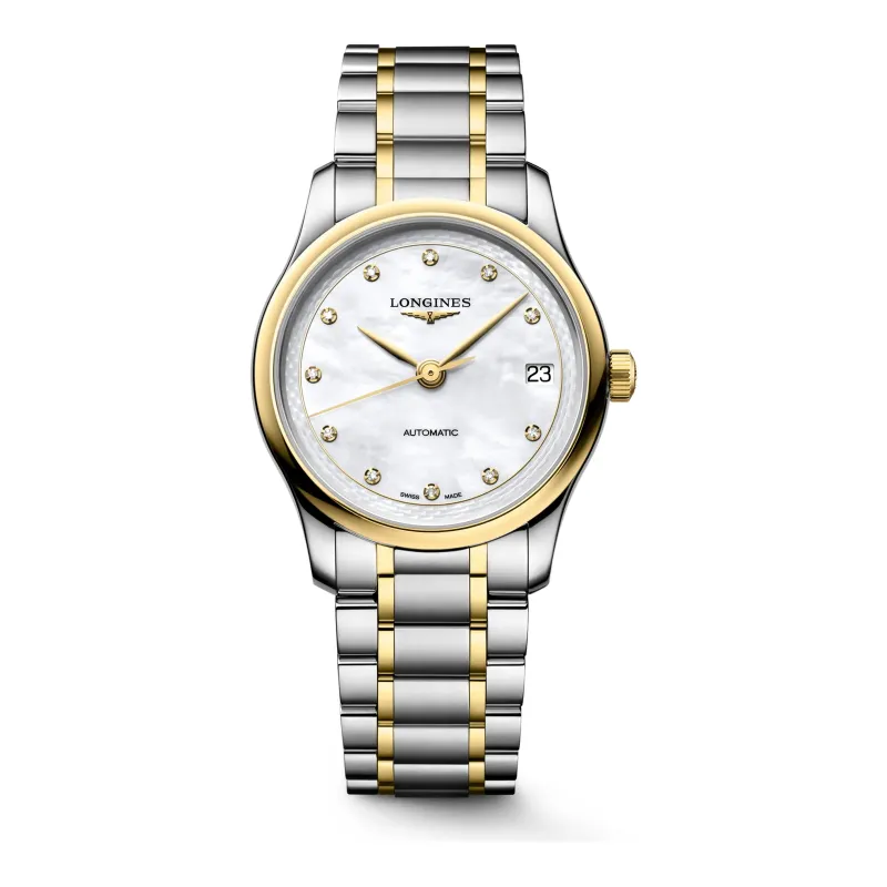 Longines Master Collection Perlmutt Diamanten Two Tone Yellow Gold 34 mm Women’s Watch L2.450.5.87.7