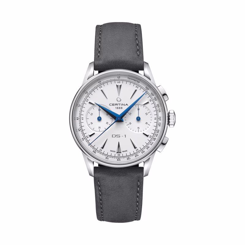 Certina DS-1 Chrono Auto, Automatic, White, Leather Strap Men's Watch C029.462.16.011.00