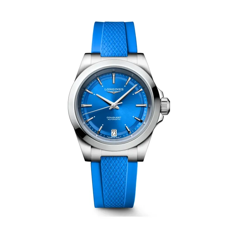 Longines Conquest Blau blue rubber strap 34 mm Women’s Watch L3.430.4.90.9