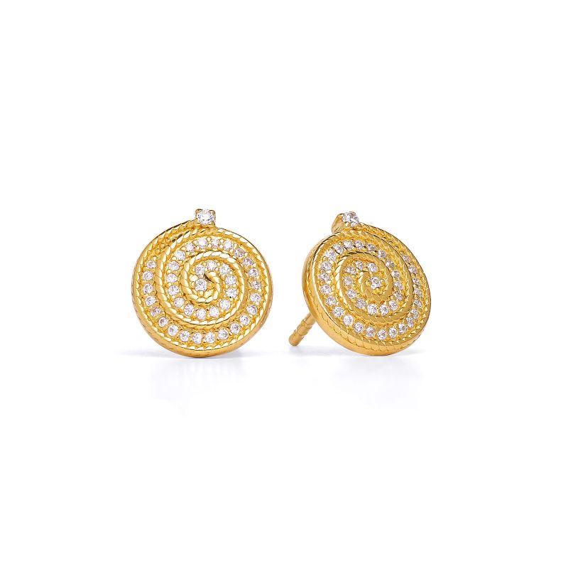 Bernd Wolf spiral plug, maritime design line, 24-karat gold-plated, zirconia