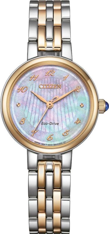 Citizen Analog Quartz, Eco-Drive, stainless steel band, 27.7 mm case diameter, mother-of-pearl ladies' watch EM0996-84Y