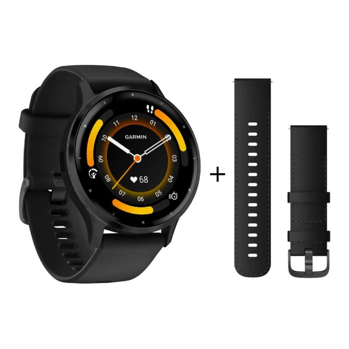 Garmin Venu 3 black/slate gray with leather strap and silicone strap men's watch 010-02784-52
