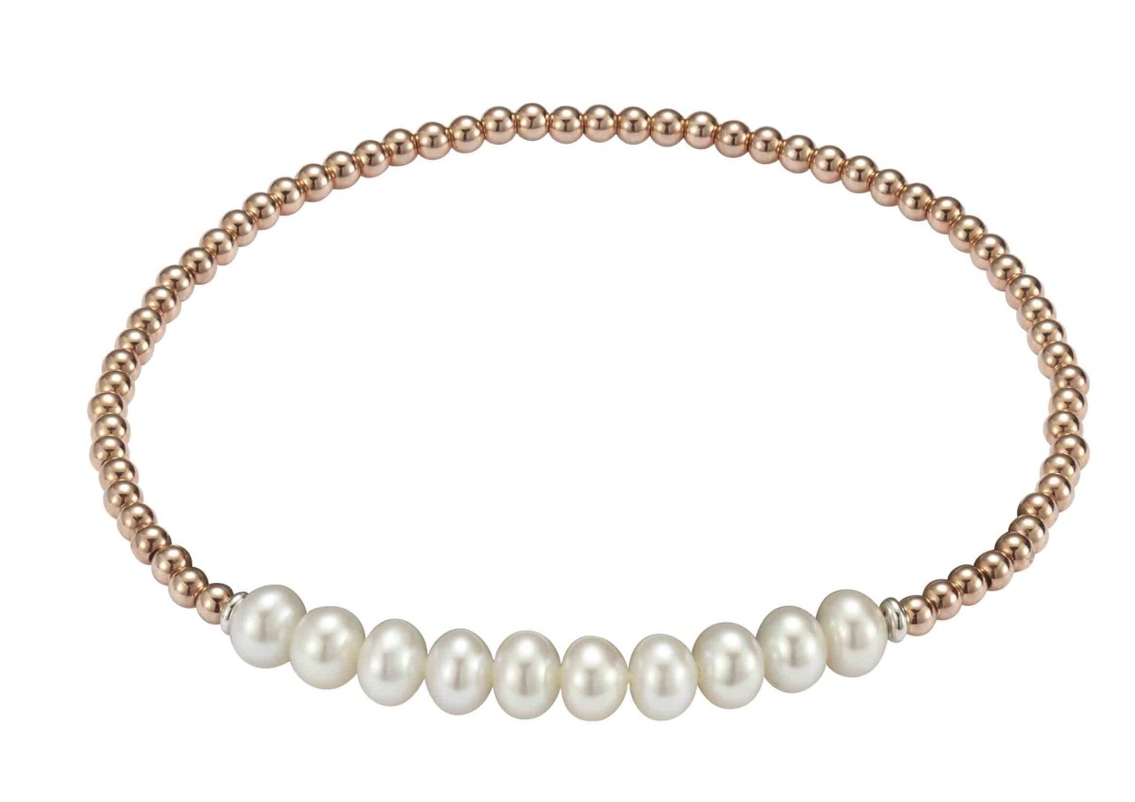 Adriana ball bracelet silver rose gold plated with several freshwater pearls G6-92
