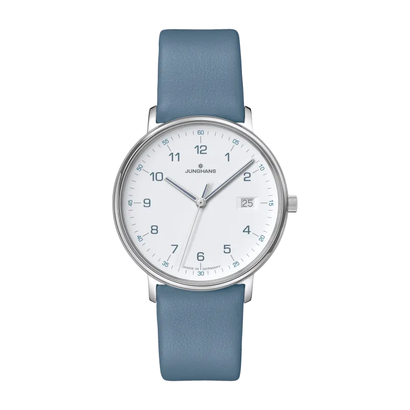 Junghans FORM Ladies Quartz Blue Leather Strap Womens Watch 47/4456.00