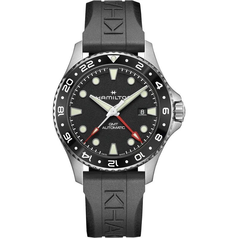 Hamilton Khaki Navy Scuba Auto GMT Black Rubber Strap 43mm Men's Watch H82555330