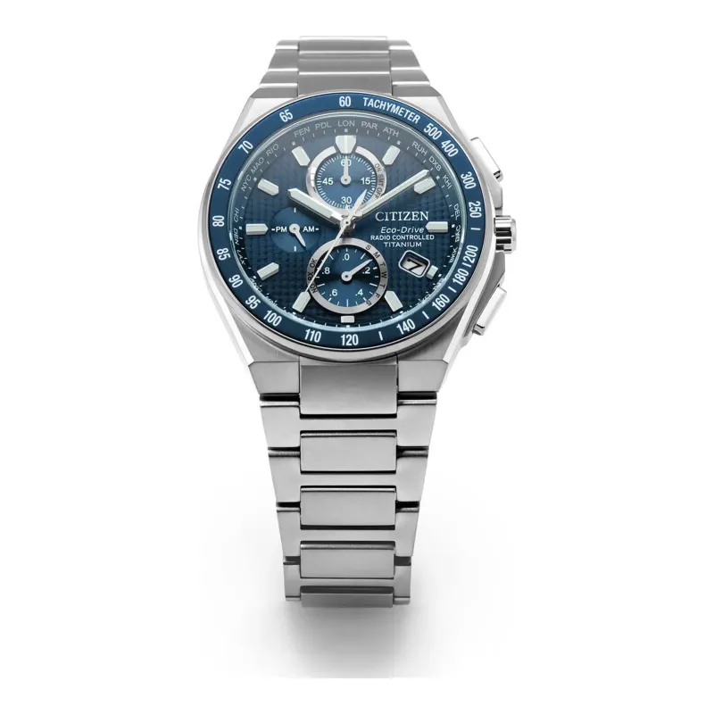 Citizen Eco-Drive Radio Controlled Chronograph Super Titanium Blue Men's Watch AT8396-59L