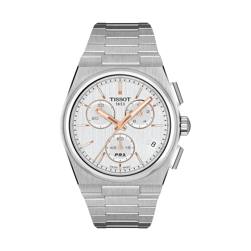 Tissot PRX Chronograph Quartz 41 mm Steel Bracelet Silver Mens Watch T137.417.11.031.00
