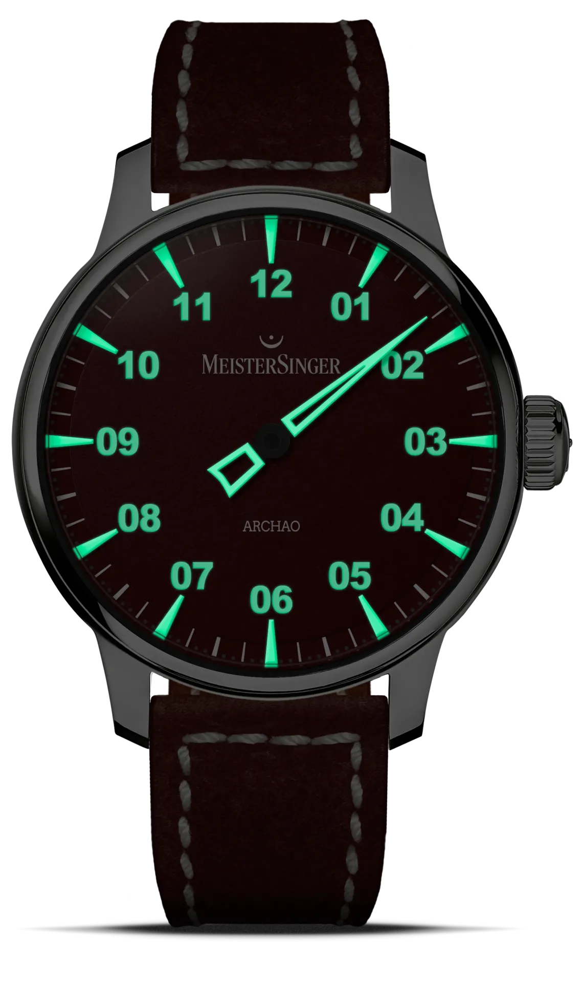 Meister Singer Archao DLC, red, automatic movement, 43mm, leather strap men's watch AR911BL