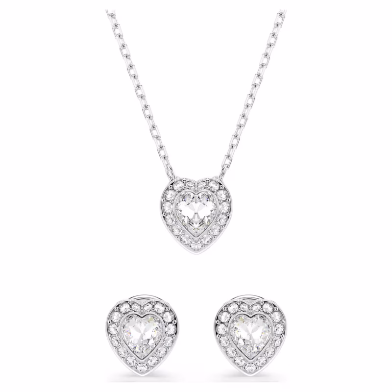 Swarovski Ariana Grande x Swarovski Set Various Cuts, Heart, White, Rhodium Plated