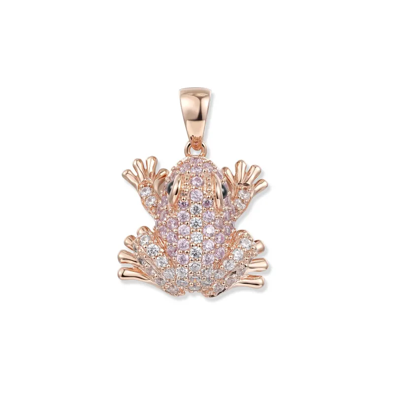 At the time, Louisa frog pendant, 18K rose gold plating, pink tones and white zirconia