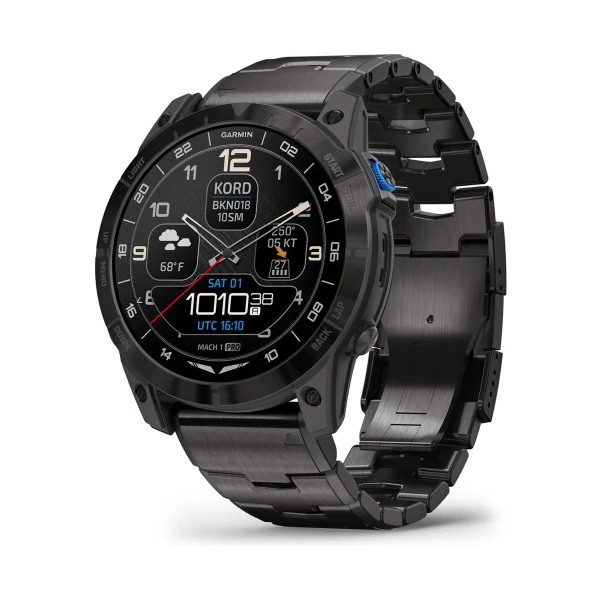 Garmin D2 Mach 1 Pro Pilot Smartwatch with Titanium Bracelet Men's Watch with Silicone Replacement Strap 010-0