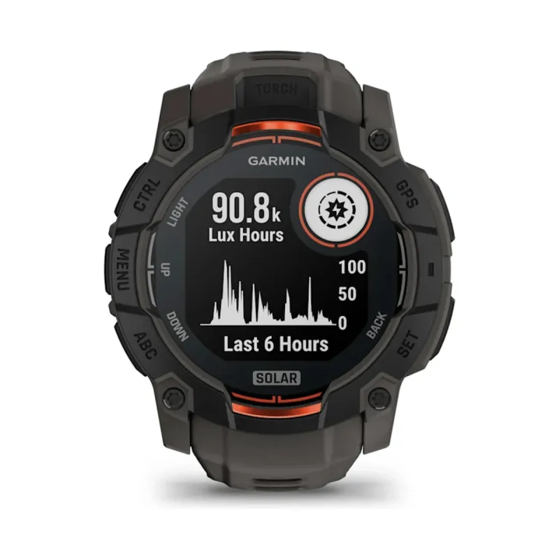 Garmin Instinct® 3 Solar 010-02935-00 - 50 mm Charcoal/Black with 26 mm Charcoal interchangeable silicone strap