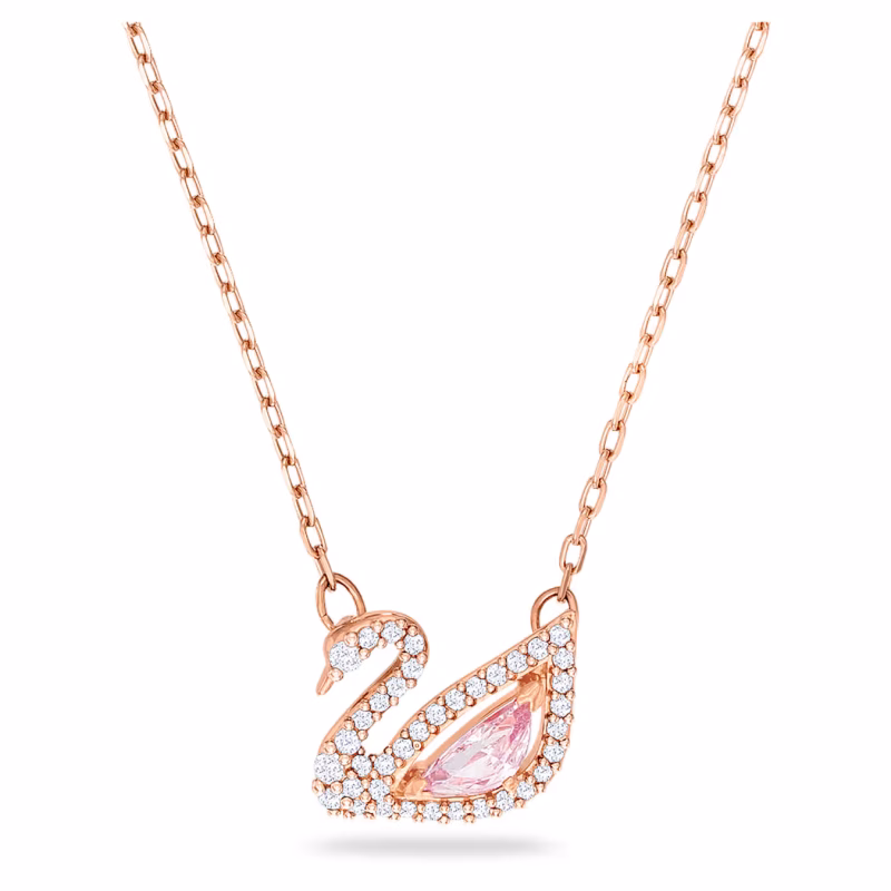 Swarovski Swan Necklace, Pink, 18k rose gold plated