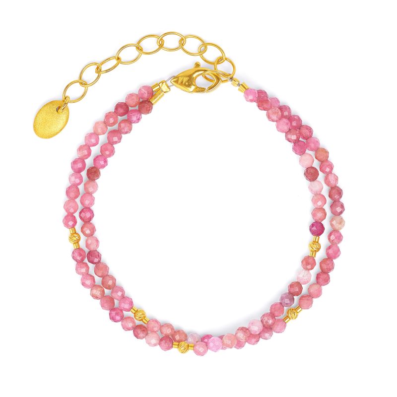 Bernd Wolf bracelet, India's Cleopatra design line, pink tourmaline, 24-karat gold plated