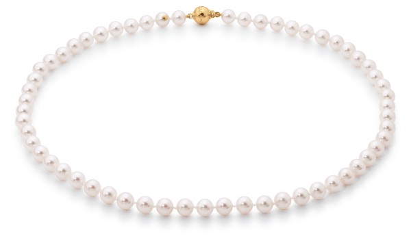 Adriana Akoya pearl necklace 6.5-7 mm with ball clasp yellow gold N7-6.5