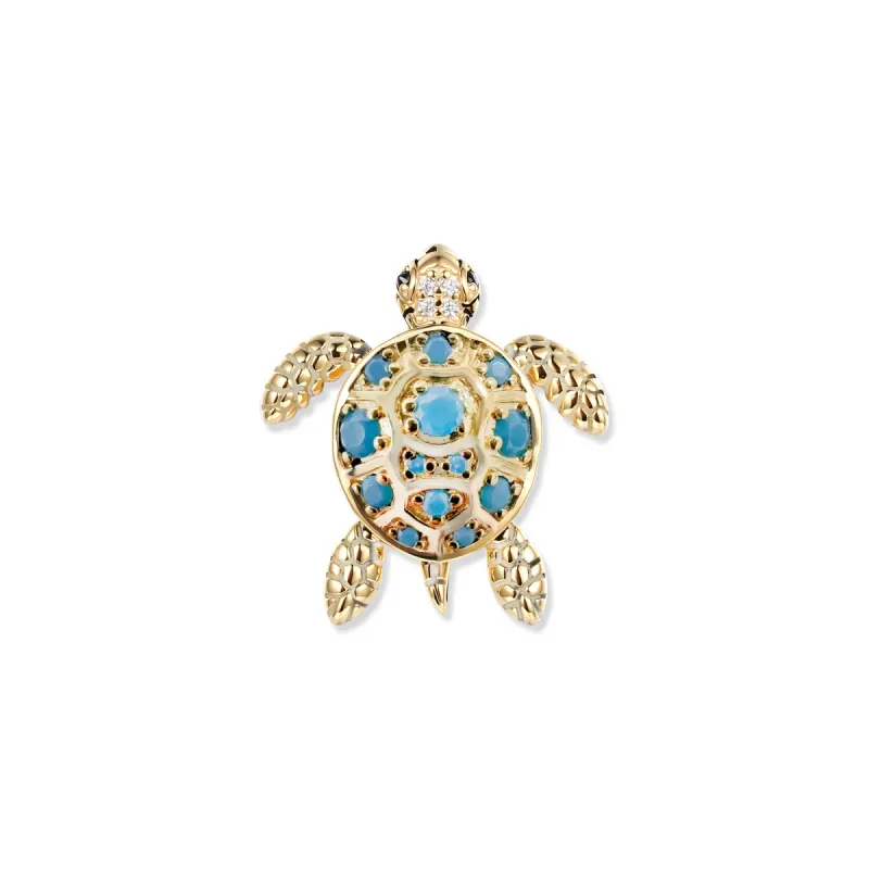 At the time, Tuto Turkis turtle pendant with turquoise blue stones, 925 sterling silver