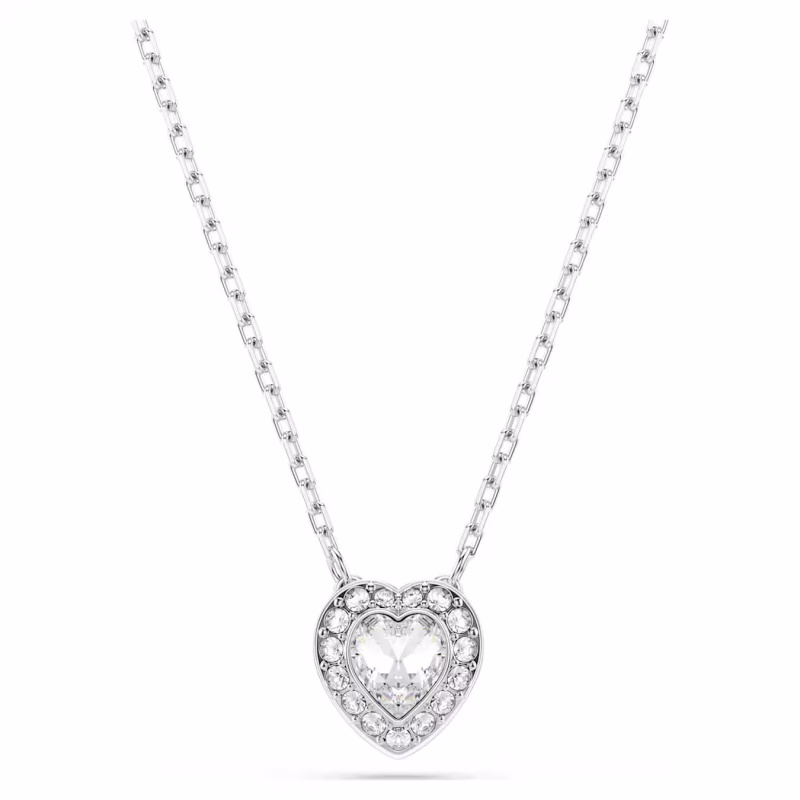 Swarovski Ariana Grande x Swarovski necklace pendant, various cuts, heart, white, rhodium-plated