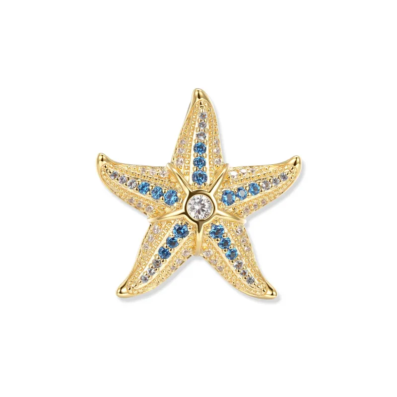 At the time, Svenja Royal starfish pendant with deep blue zirconia and white accents