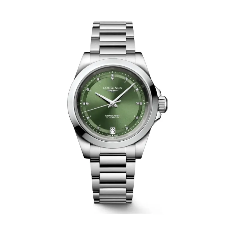 Longines Conquest Grün Diamanten steel bracelet 34 mm Women’s Watch L3.430.4.07.6