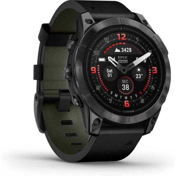 Garmin Epix™ Pro Gen 2 Sapphire Titan with leather strap and silicone strap 010-02803-30
