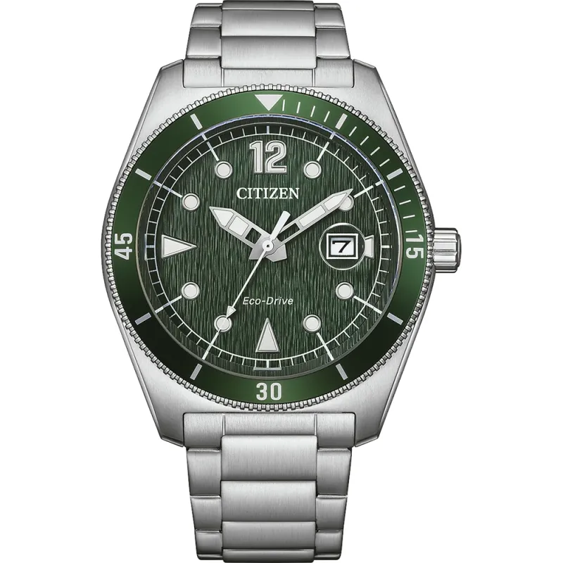 Citizen Eco-Drive Marine Sports Stainless Steel Green, 43mm Men's Watch AW1880-55X