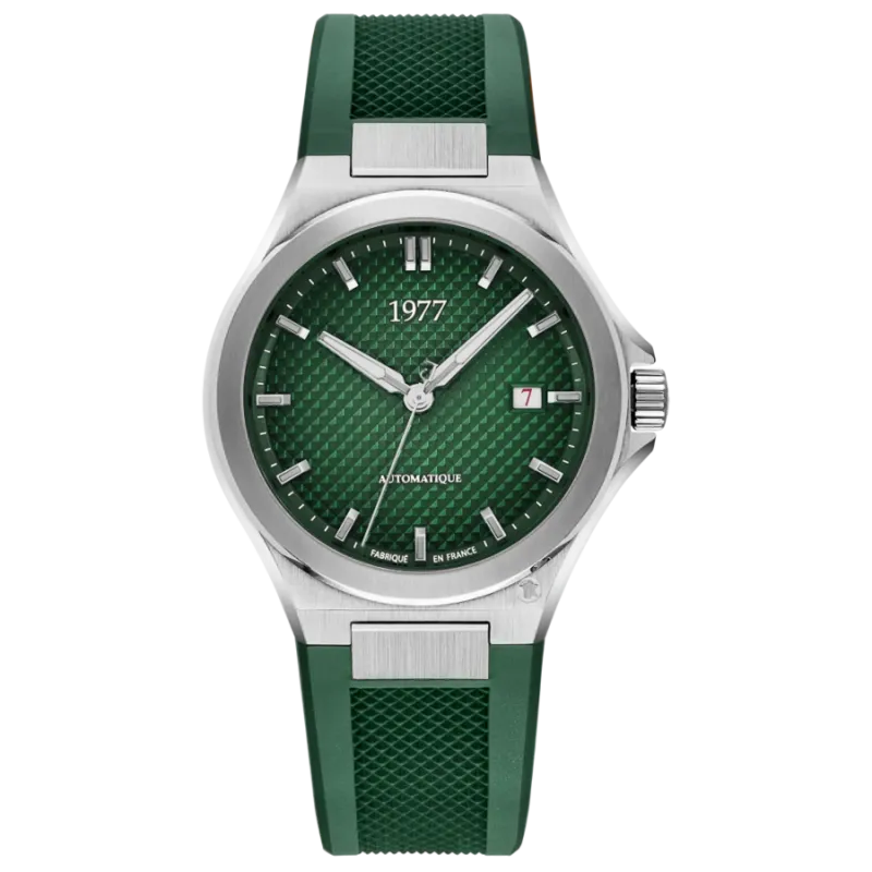 1977 ARSENE Automatik, 41 mm, Zifferblatt Grün, Kautschukband FKM Grün, Men's Watch 1977P02177