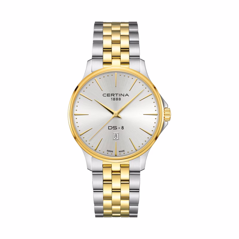 Certina DS-8 Gent 40mm, Quartz, Silver/Gold, Stainless Steel Men's Watch C045.410.22.031.00