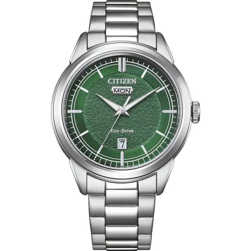 Citizen Eco-Drive Classic Day-Date Stainless Steel Green, 40.5mm Men's Watch AW0151-85XC