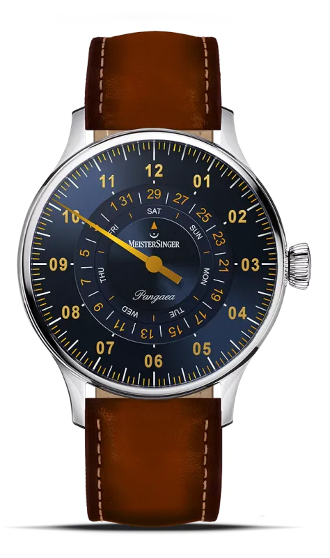 Meister Singer Pangaea Day Date, Automatic, Steel Blue with Gold Men's Watch PDD917G