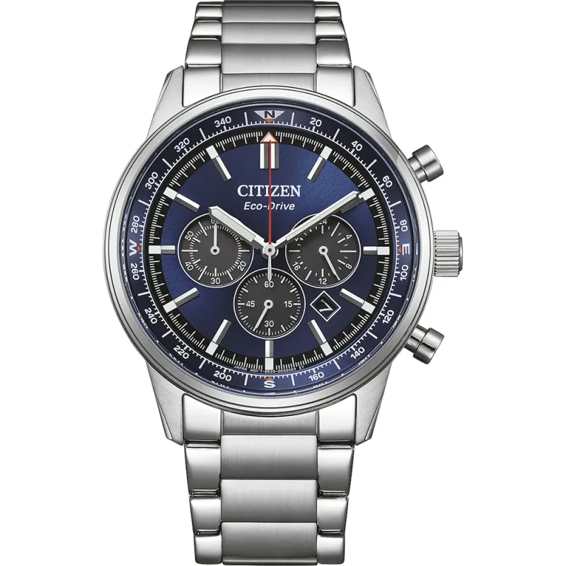 Citizen Eco-Drive Classic Chronograph Stainless Steel Blue, 42mm Men's Watch CA4720-52L