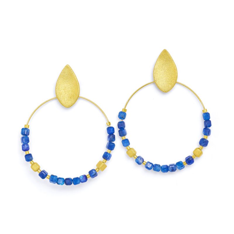 Bernd Wolf Rondina earrings design line Cubes, kyanite, blue / gold 1530011796