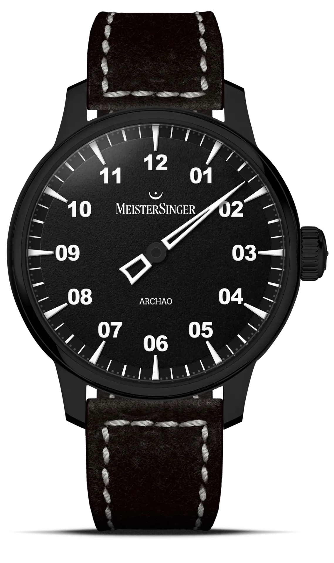 Meister Singer Archao DLC, Black, Automatic movement, 43 mm, Leather strap Men's watch AR902BL