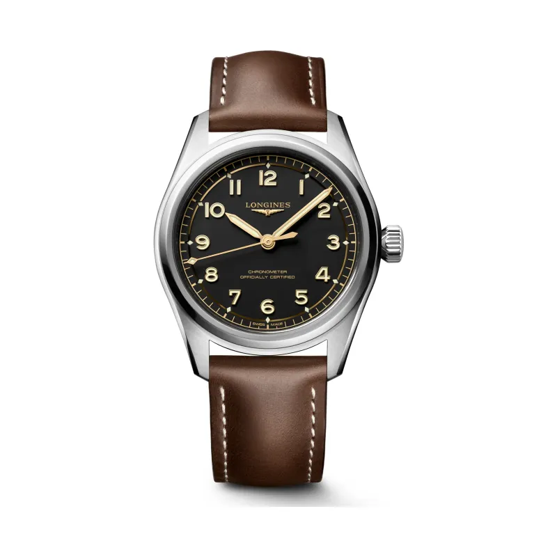 Longines Spirit Pilot Automatic 39 mm Leather Strap Black Mens Watch L3.809.4.53.2