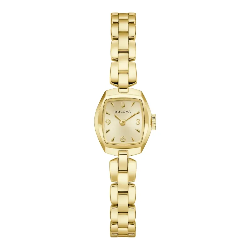 Bulova Goddess of Time Jackie Quartz Gold Tone Champagne Ladies Watch 97L201