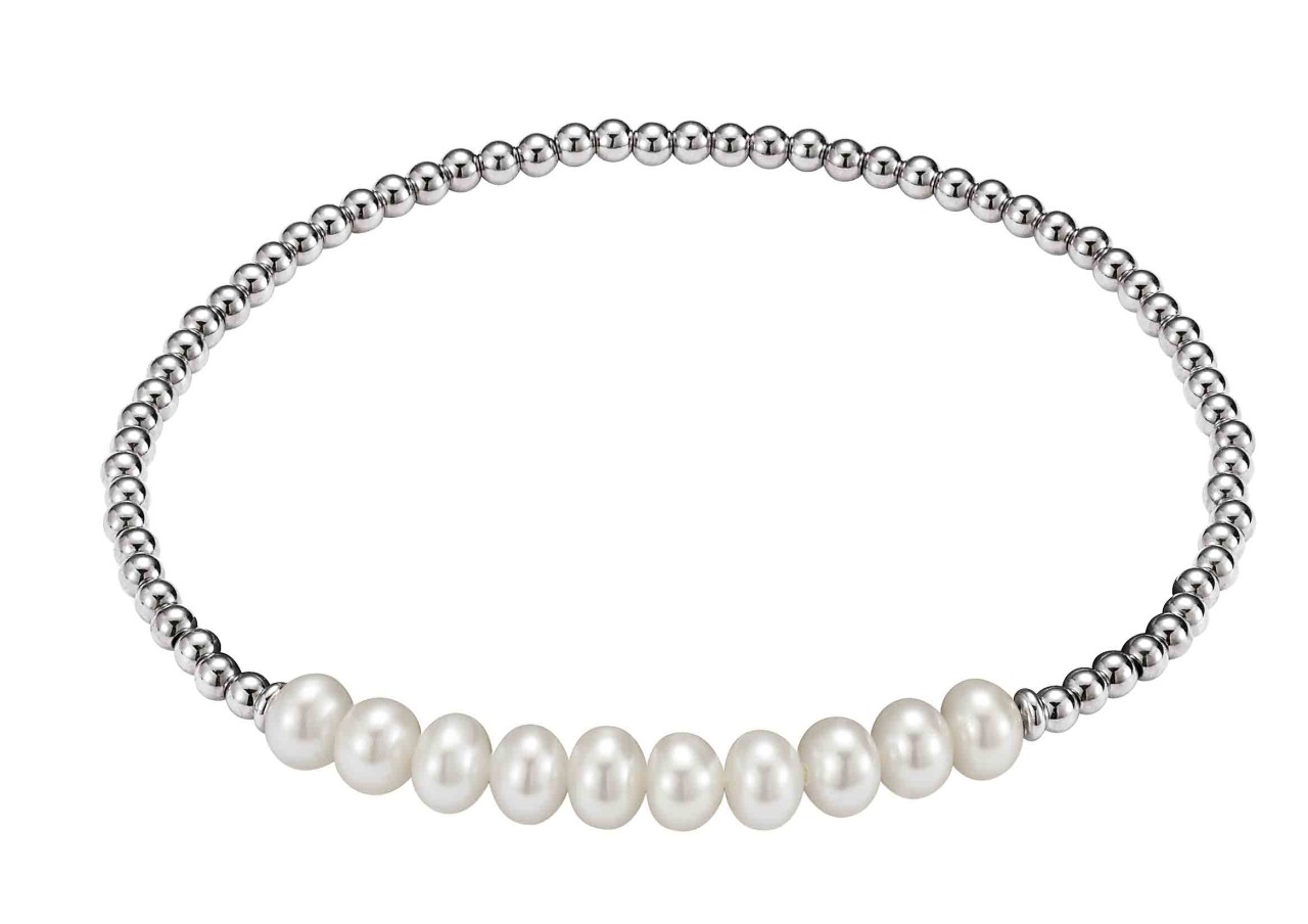 Adriana ball bracelet silver rhod. with several freshwater pearls G6-94