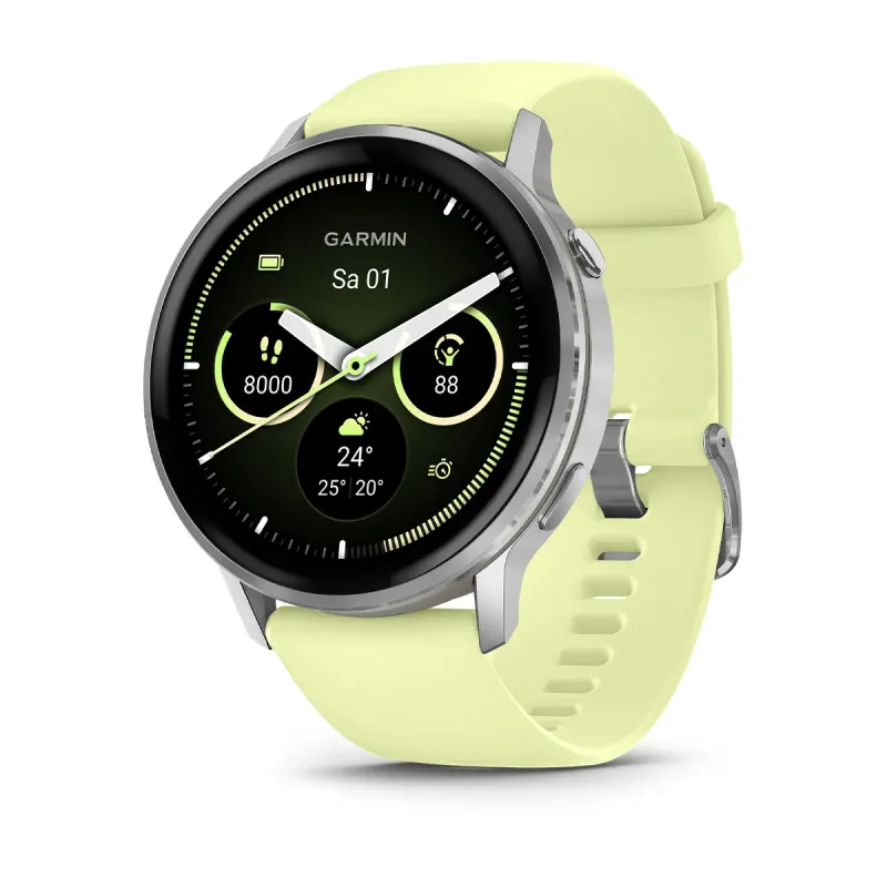 Garmin Venu® 4 - 45 mm Gray/Silver with 22 mm Lemon quick-release silicone strap Men's Watch 010-03014-02