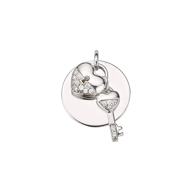 CEM 925 silver engraving plate with heart and key BAH905418